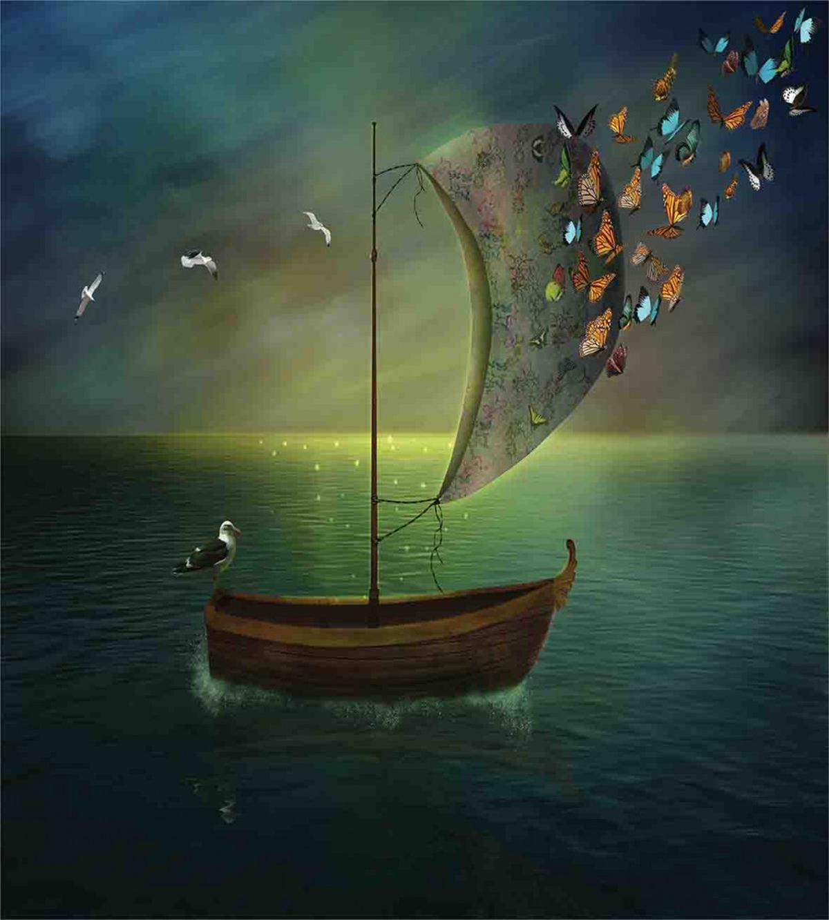 Boat Sailing in a Calm Sea — Pattern