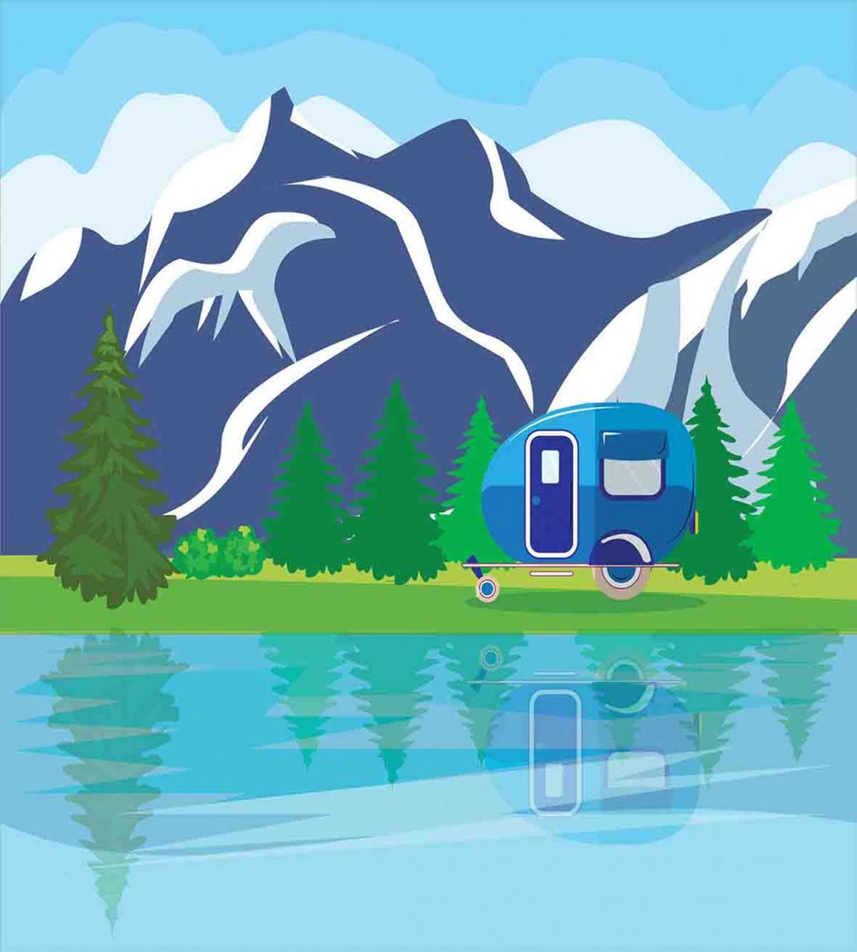 Cartoon Lake Landscape — Pattern