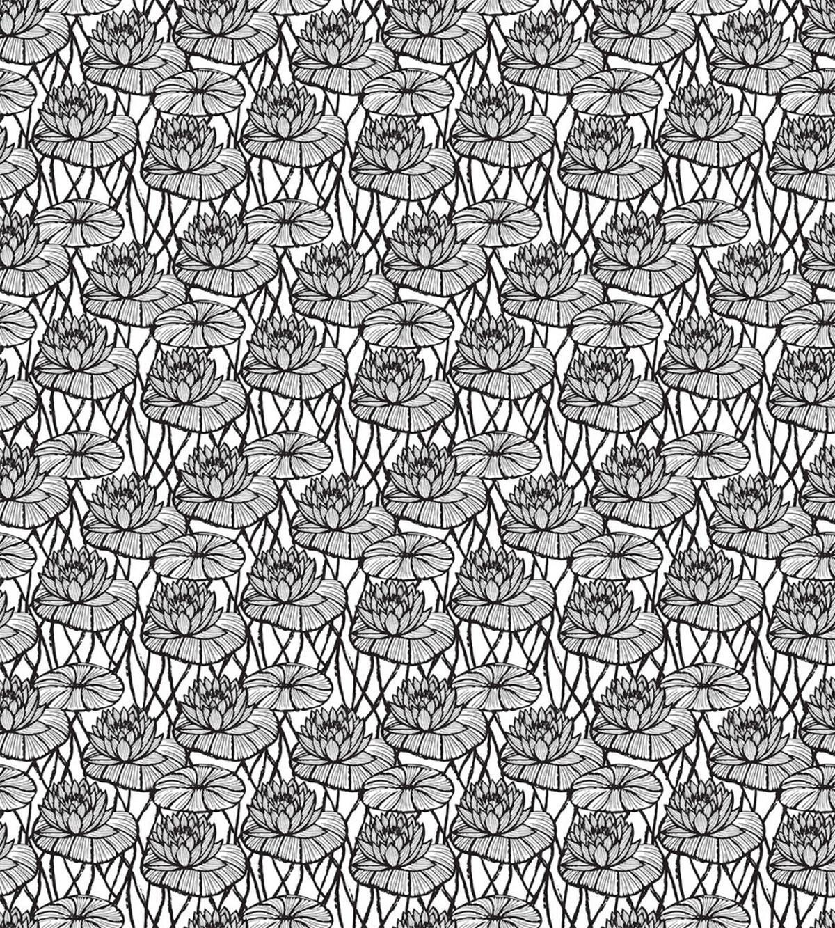 Ink Hand Drawn Water Lily — Pattern