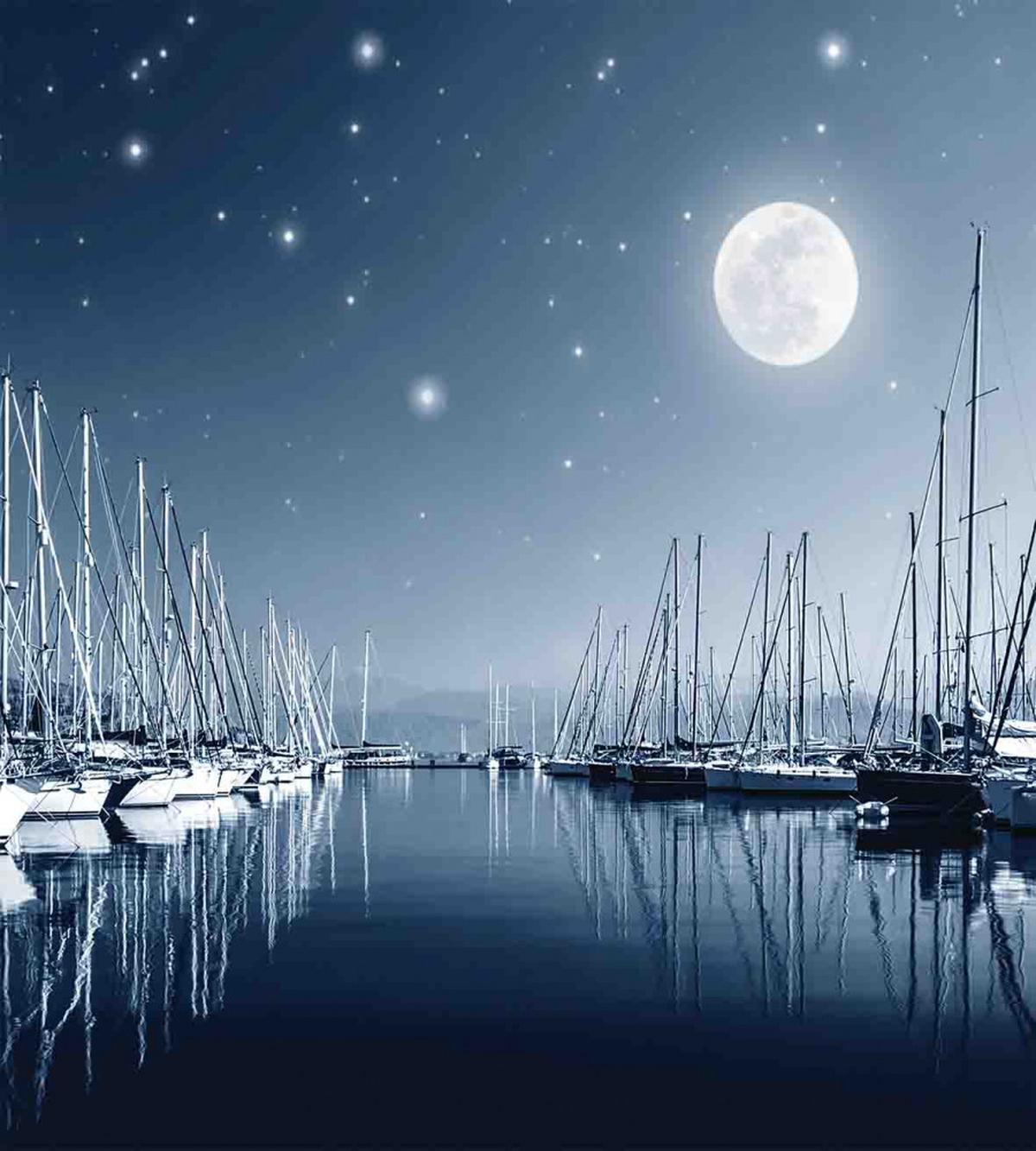 Calm Marina at Night Moon — Pattern