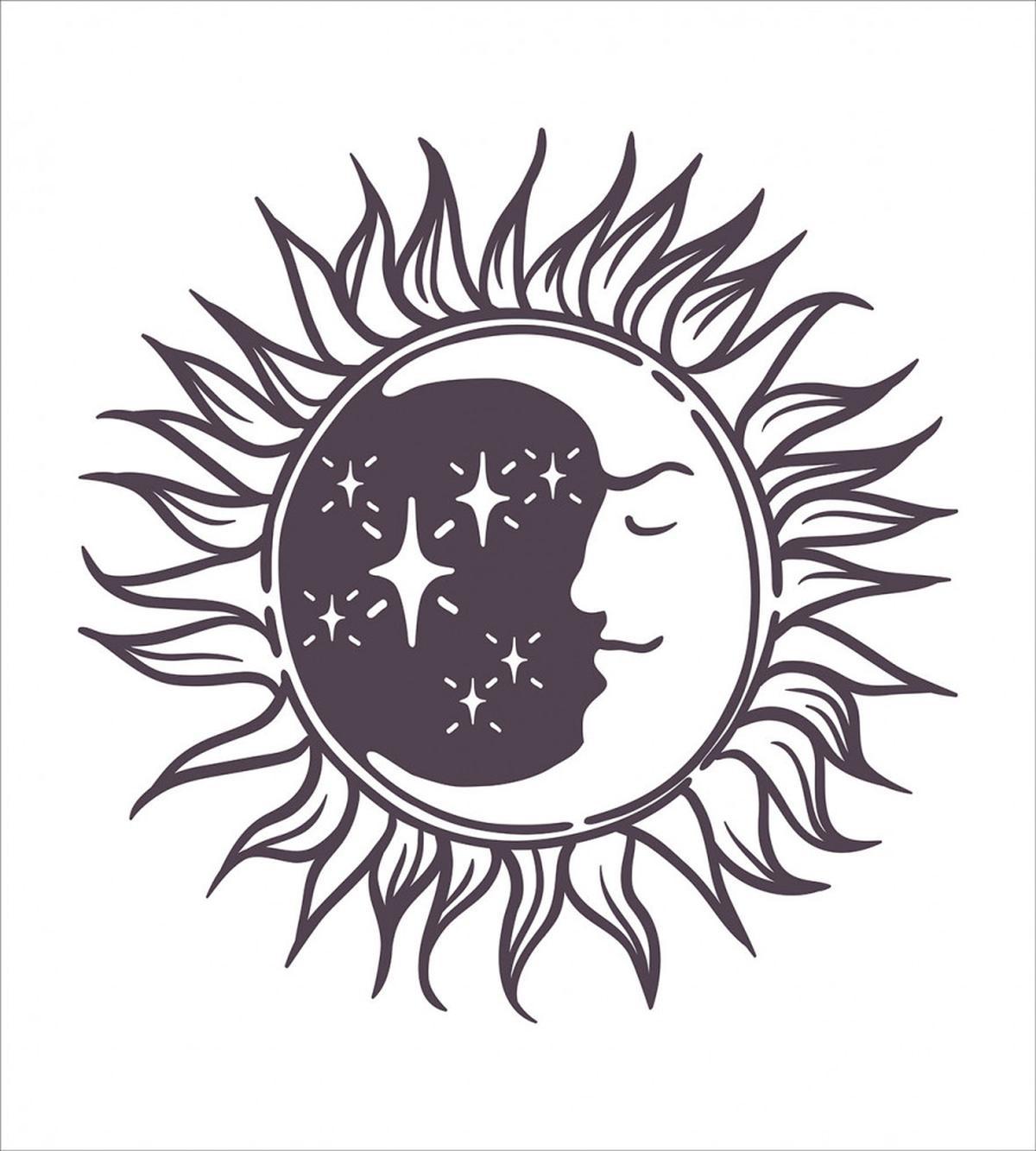 Cartoon Crescent in Sun — Pattern