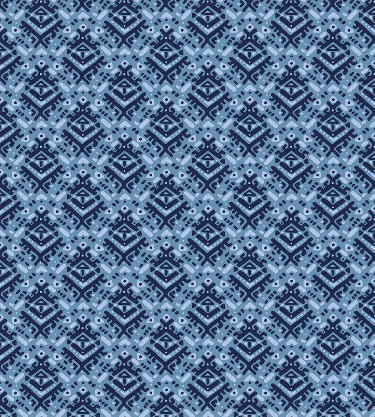 Blue Monochrome Tribal Ornate — Pattern