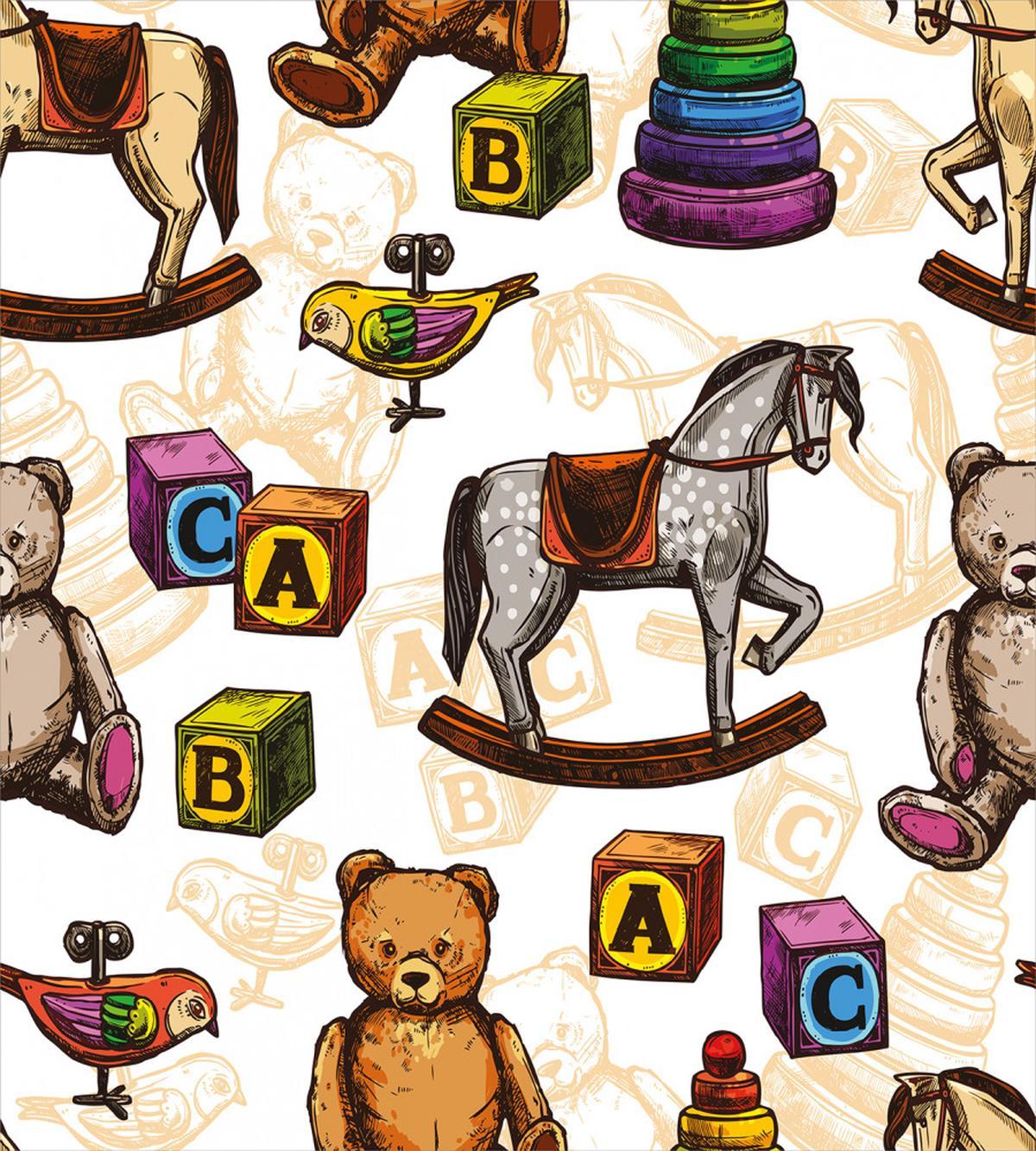 Old Retro Toys Birds — Pattern