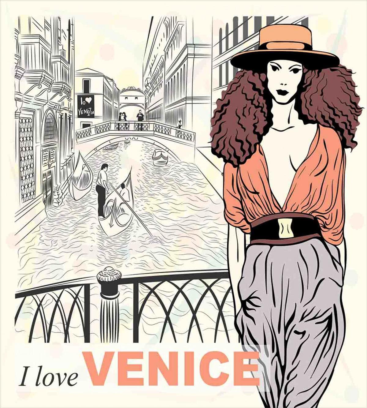 Fashion Girl Canal Italy — Pattern