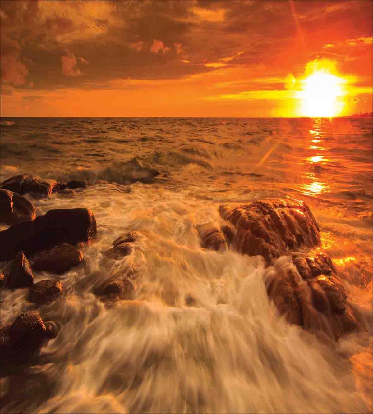 Ocean with Rocks at Sunset — Pattern