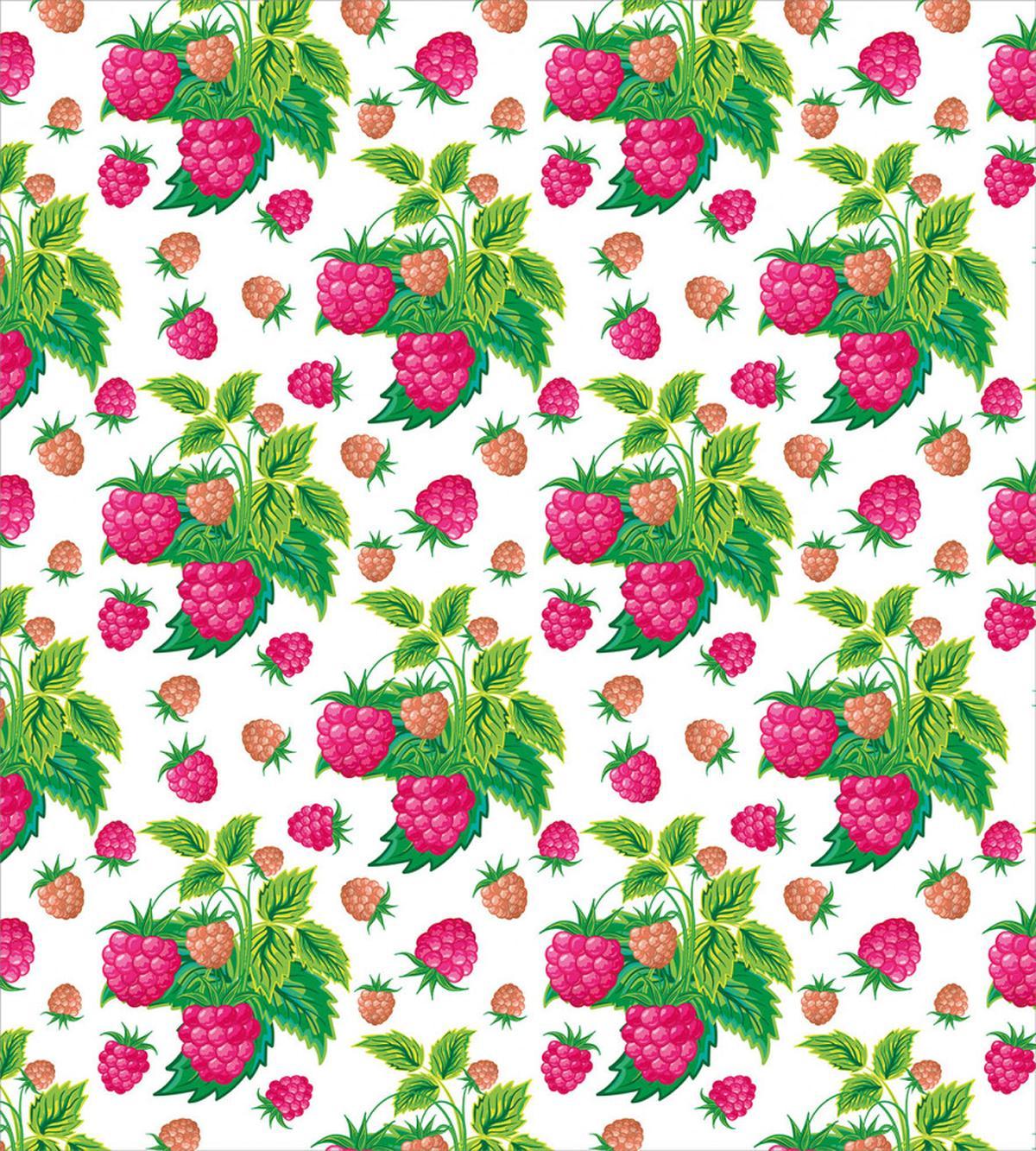 Raspberries and Green Leaves — Pattern
