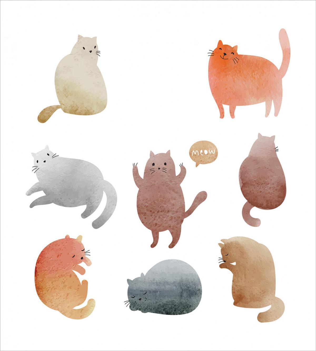 Watercolor Kitties Pet — Pattern