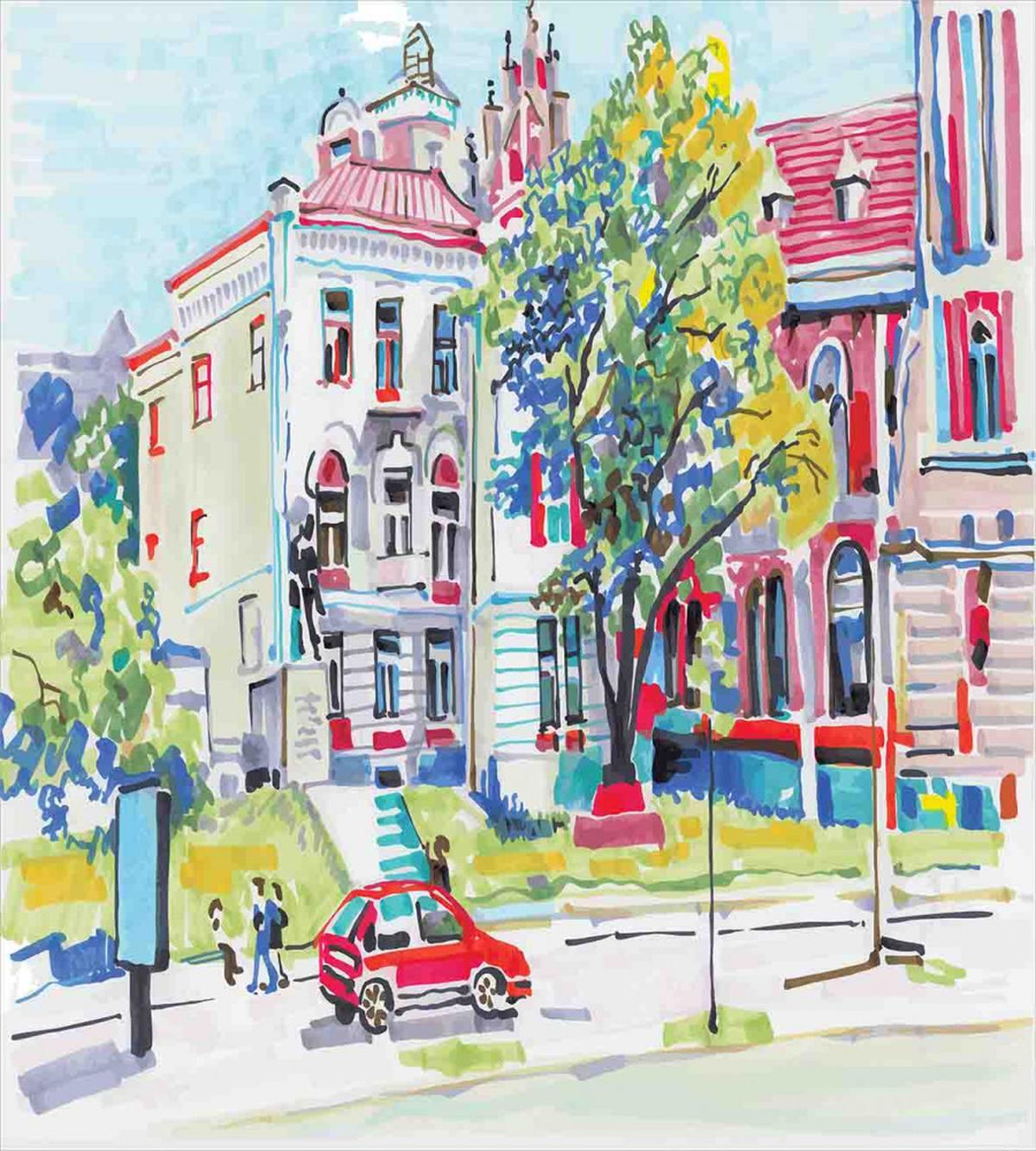 Old European Town Scenery — Pattern