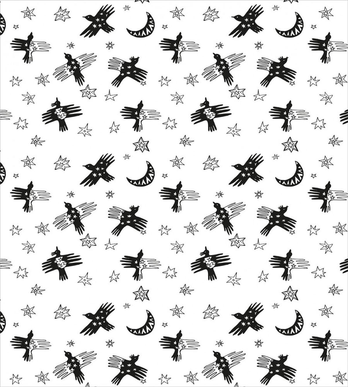 Abstract Birds Stars Crescent — Pattern