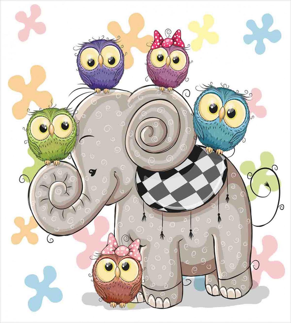Elephant and Owls Love — Pattern
