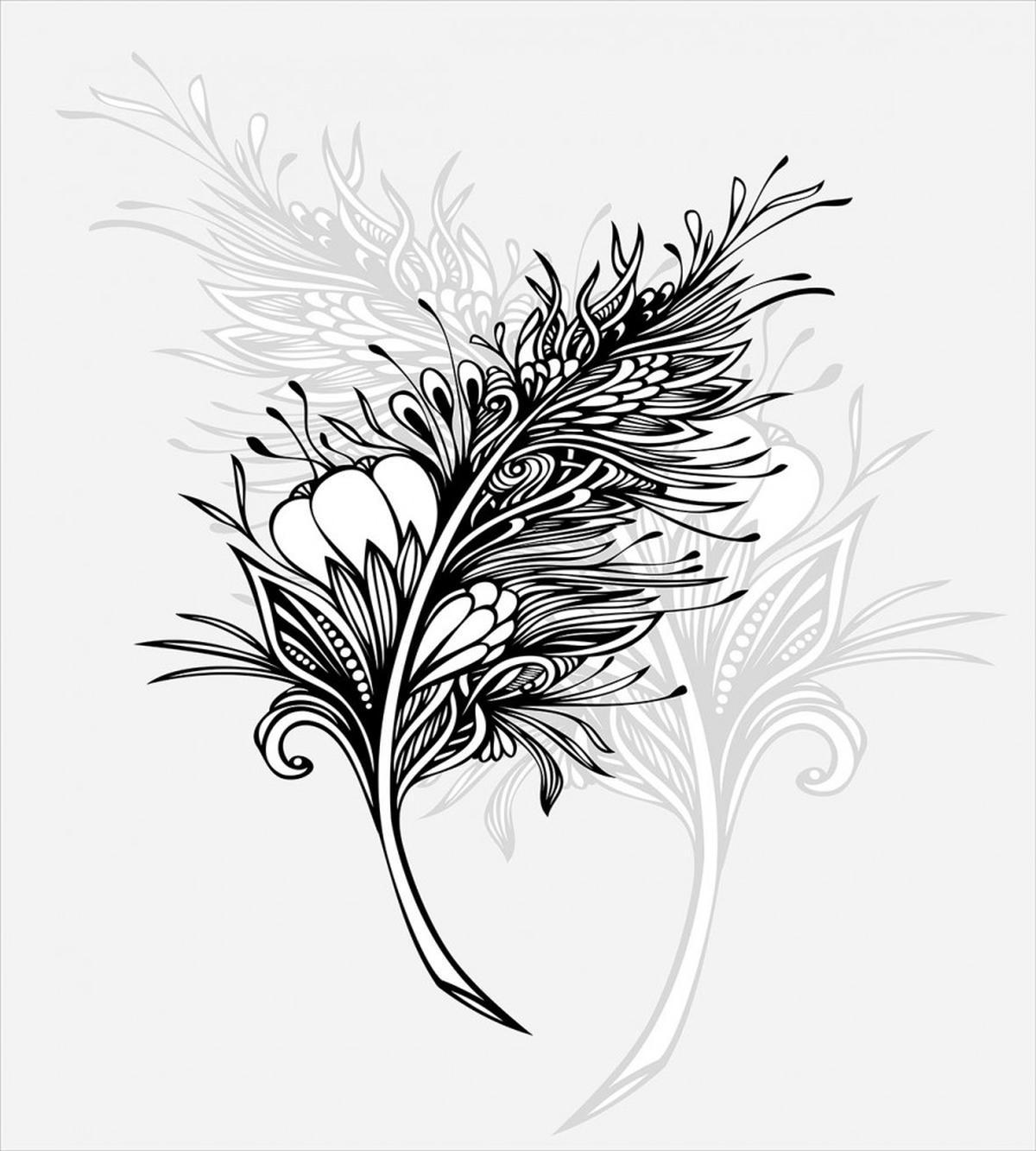 Doodle Style Plumage Boho — Pattern