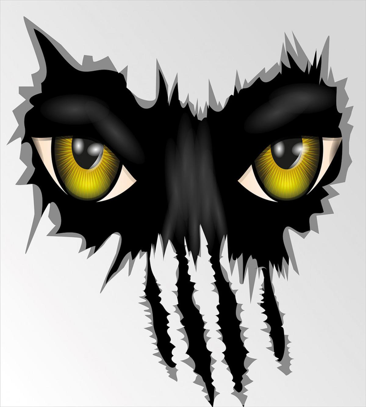Evil Eyes Black Cat Danger — Pattern
