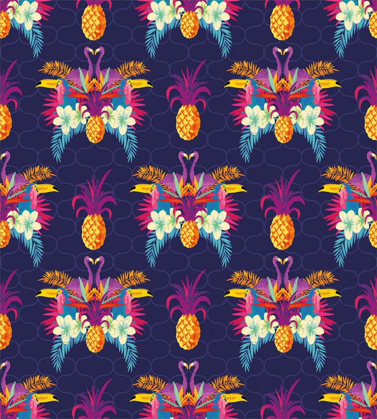 Vivid Flowers Pineapples — Pattern