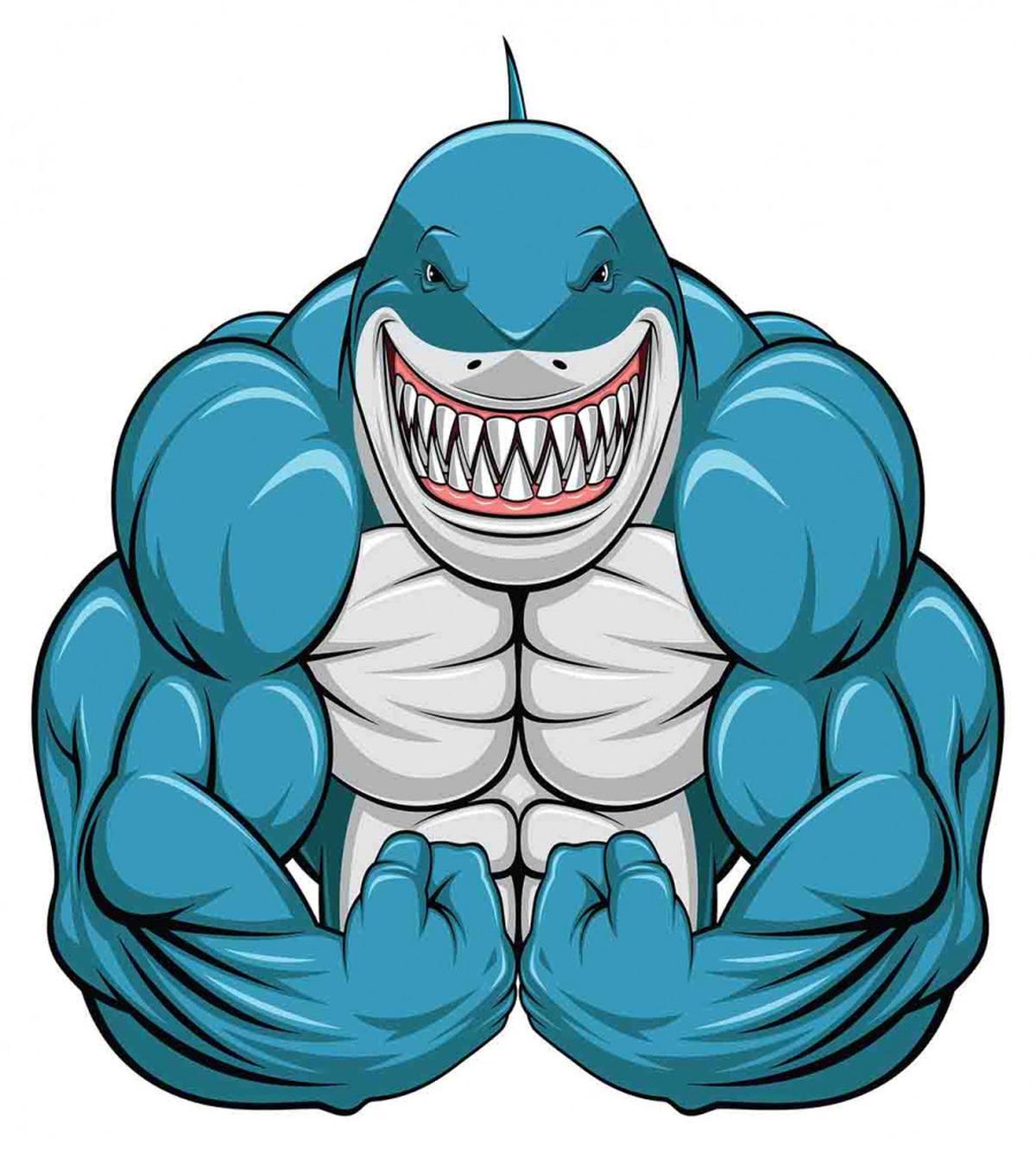 Toothy White Shark Smiling — Pattern