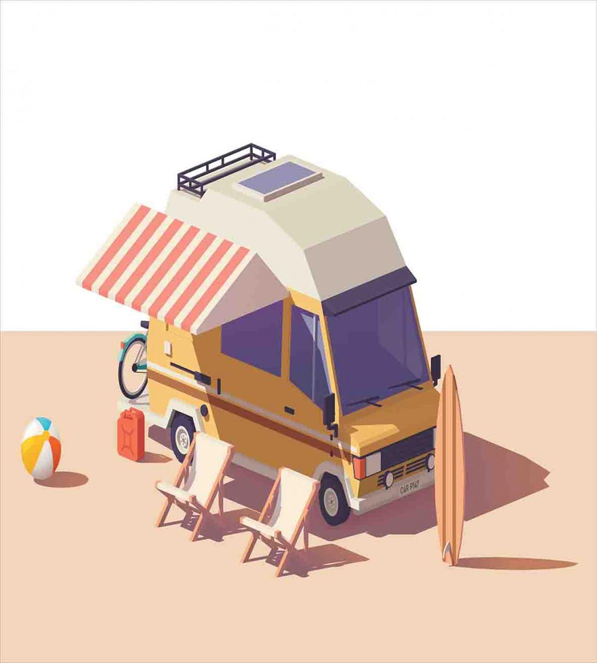 Camper Van Chairs and Surfboard — Pattern