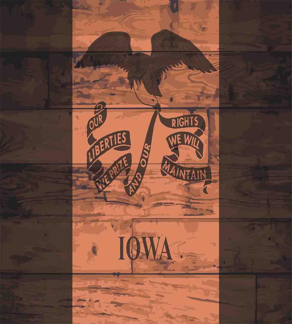 Iowa Flag on Wood Planks — Pattern
