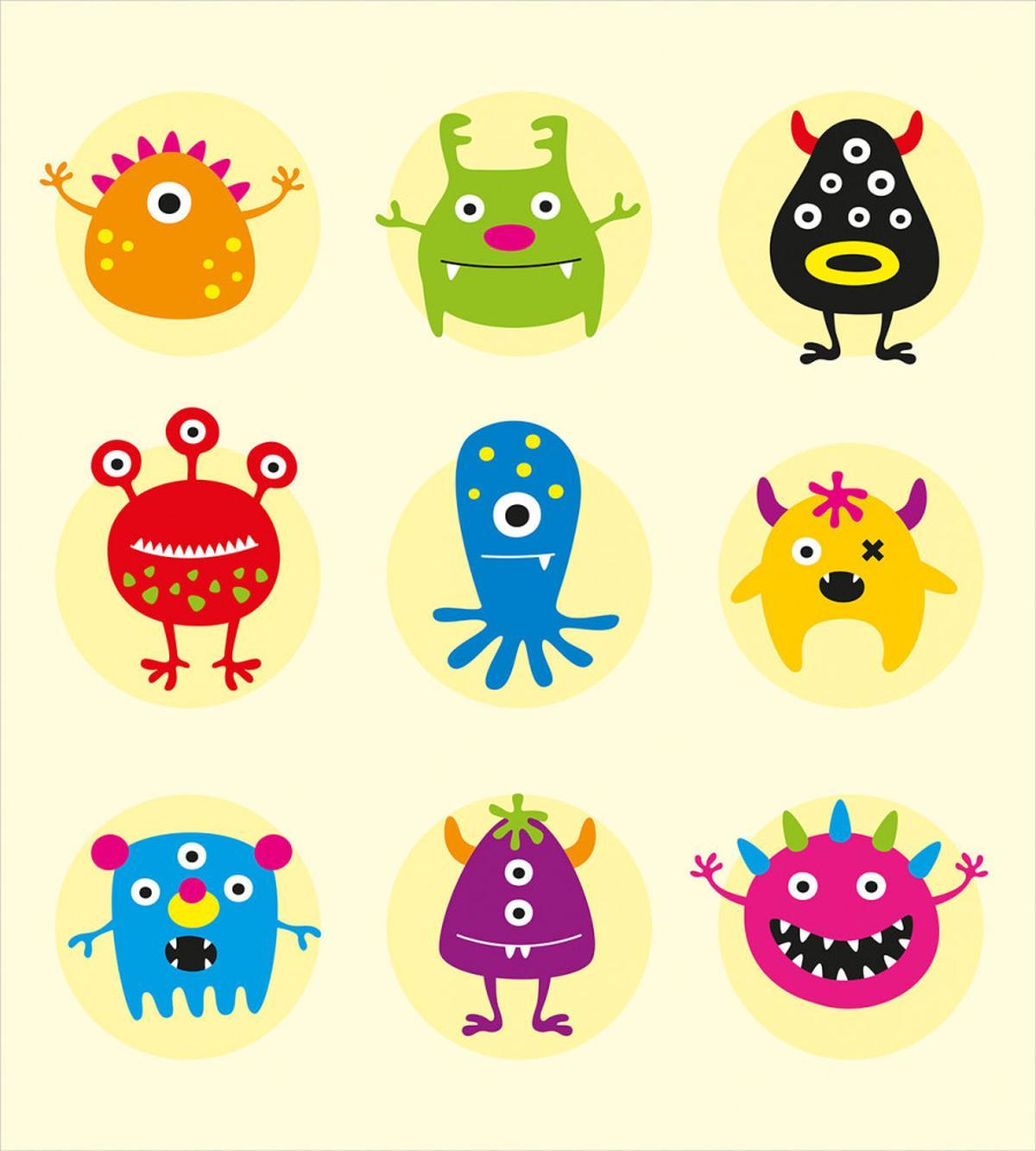 Colorful Monsters Funny Faces — Pattern