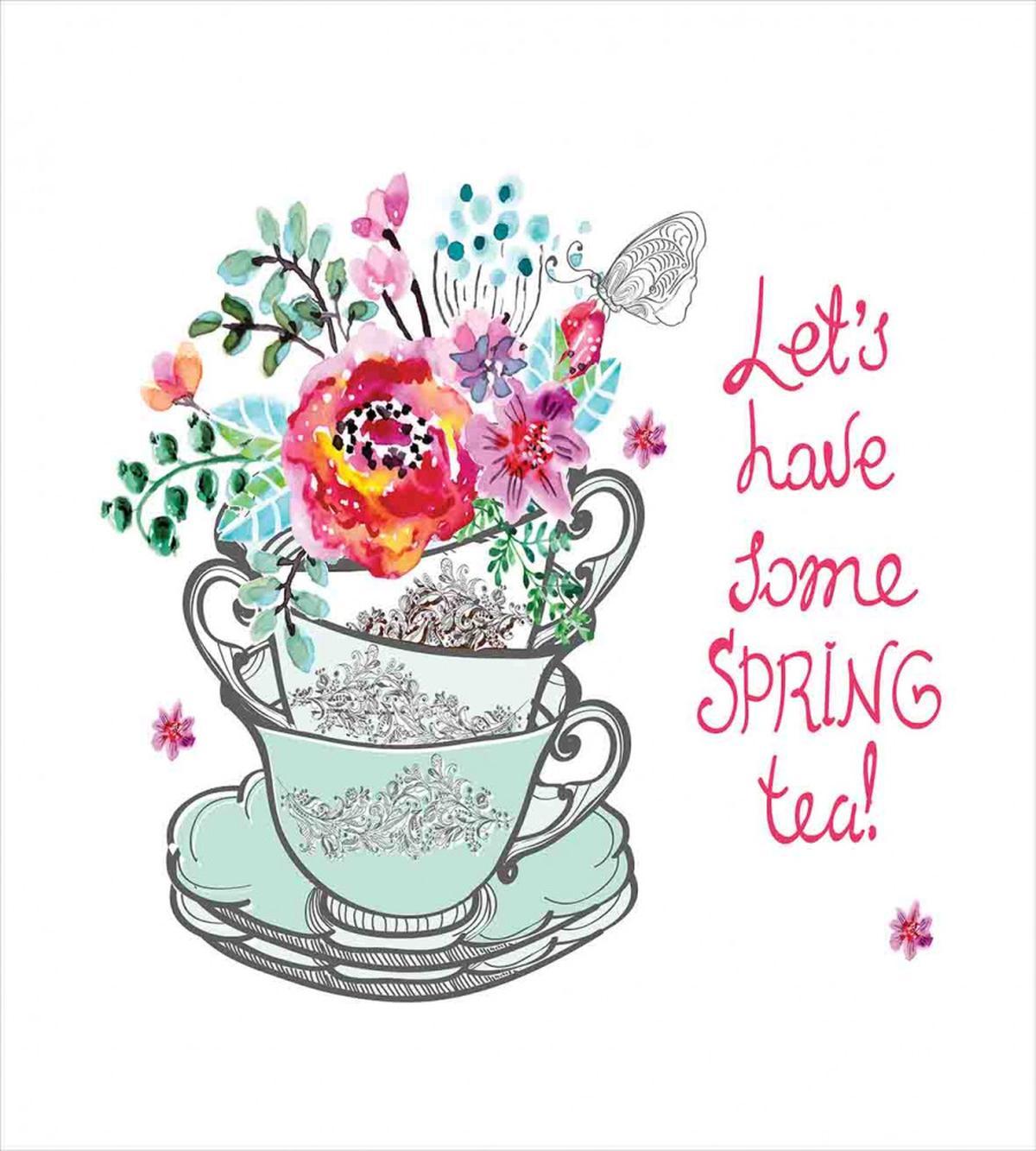Lets Have Some Spring Tea Text — Pattern