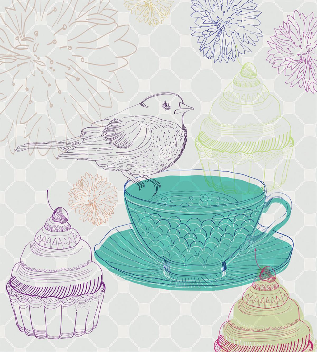 Floral Elements Bird — Pattern