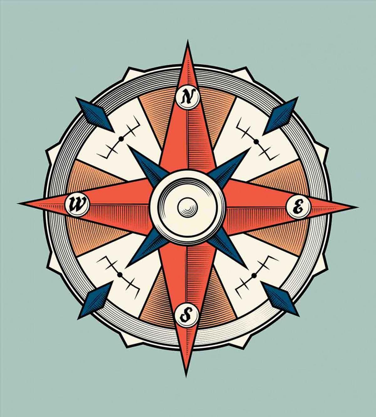 Cruise Compass Grunge — Pattern