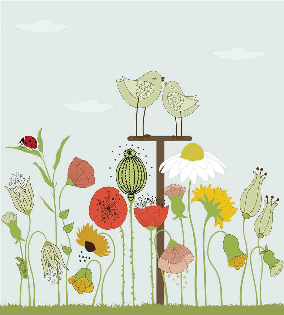 Sketch Botany Birds — Pattern