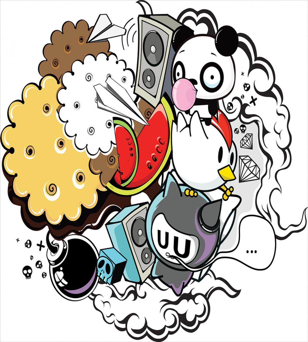 Animal Food Crazy Doodle — Pattern