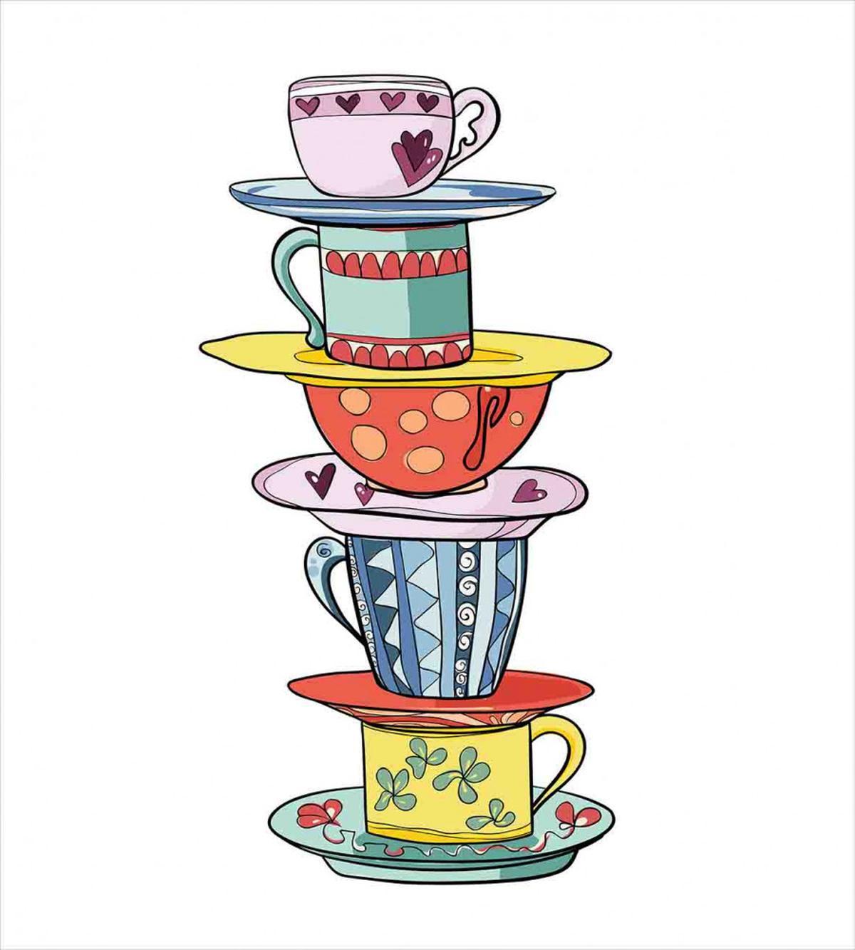 Hand Drawn Art Colorful Cups — Pattern