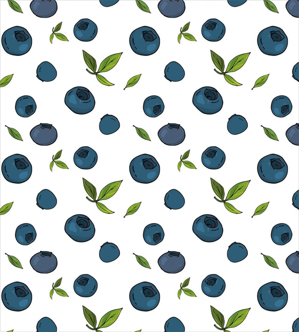 Blueberry Drawing Leaves Art — Pattern