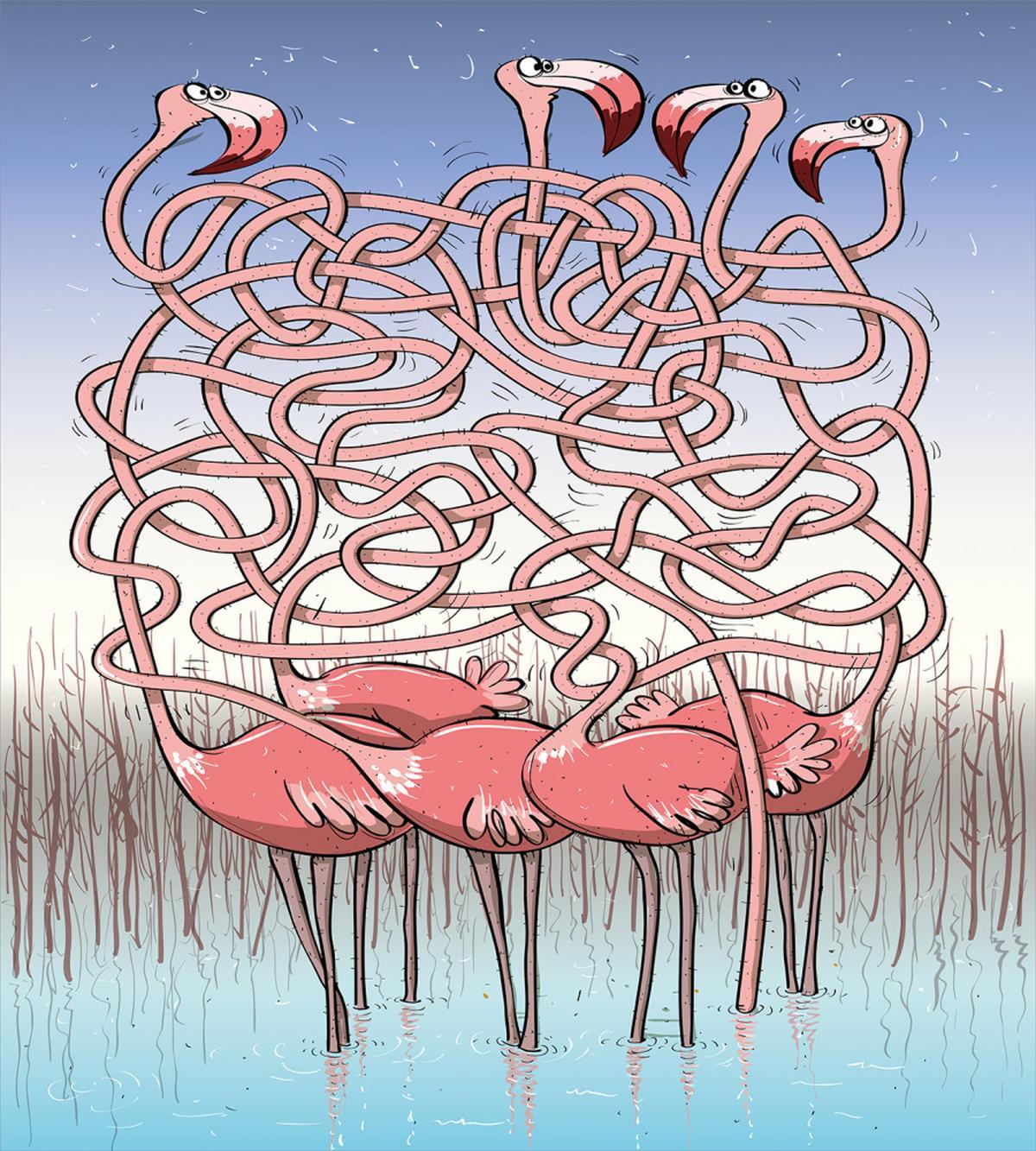 Flamingos Maze Game Joy — Pattern