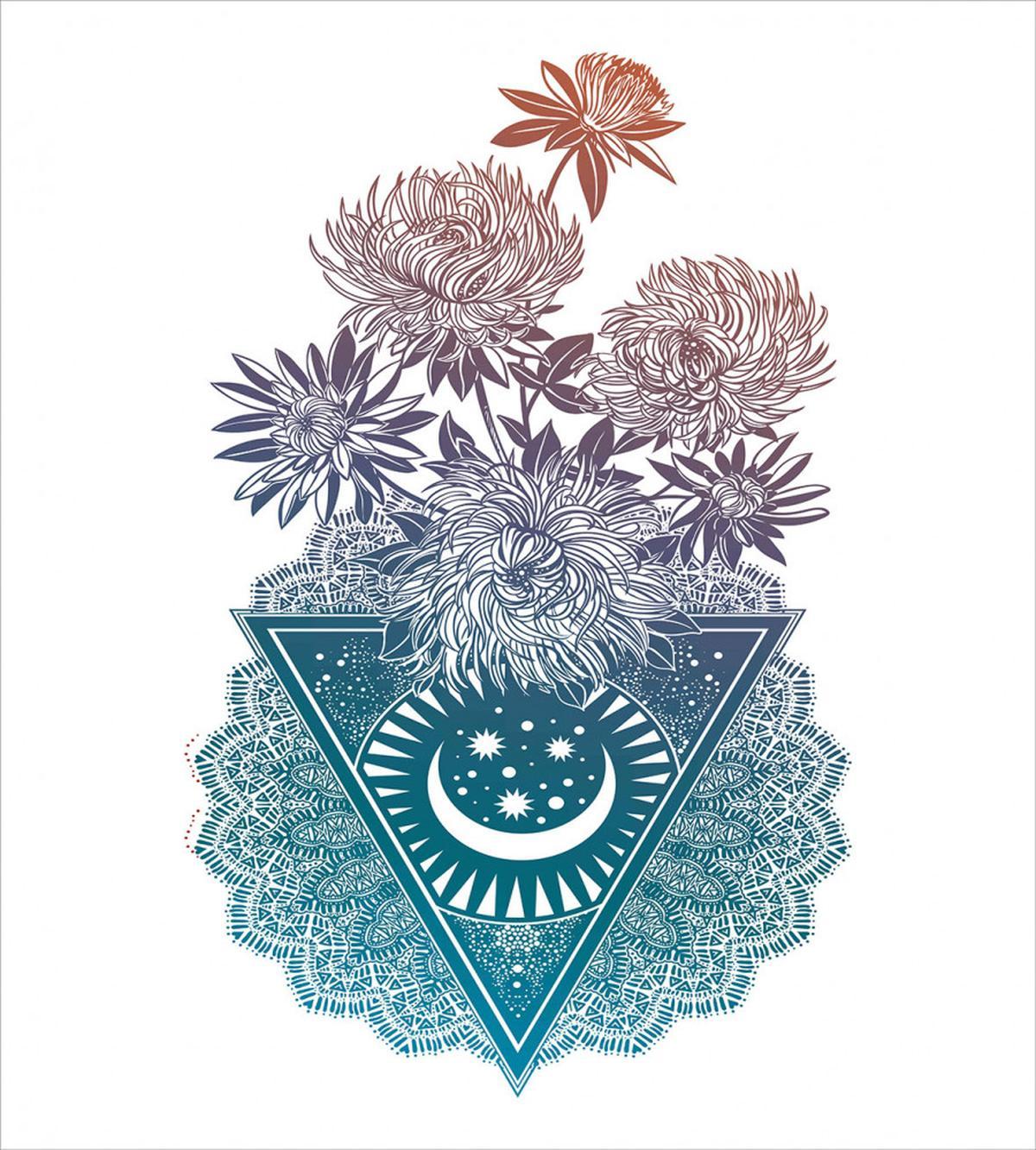 Flowers Moon and Lace Motif — Pattern