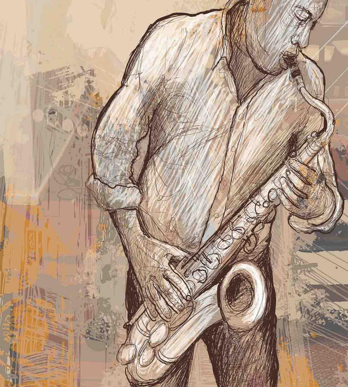 Jazz Musician on Street — Pattern