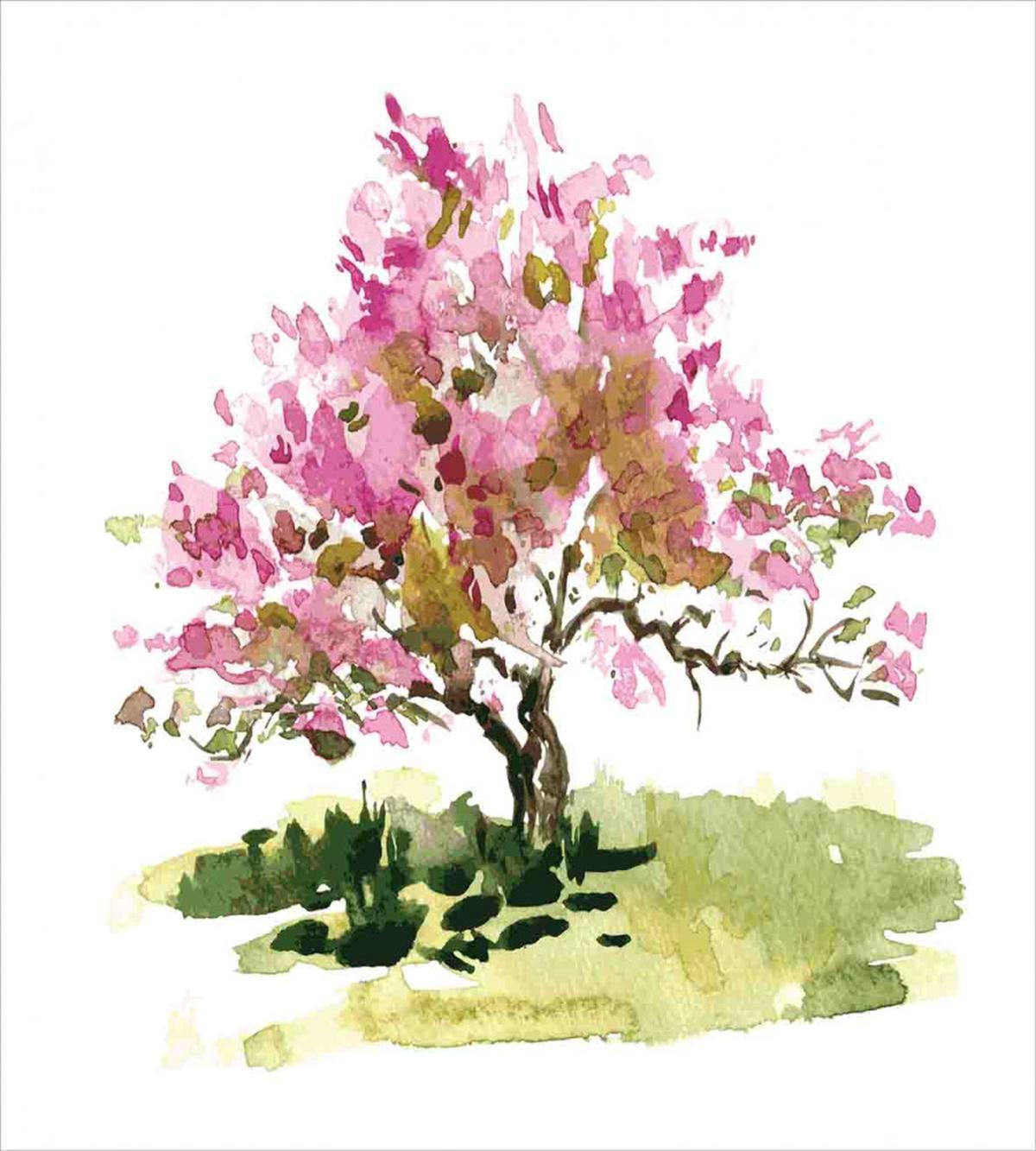 Watercolor Sakura Leaves — Pattern