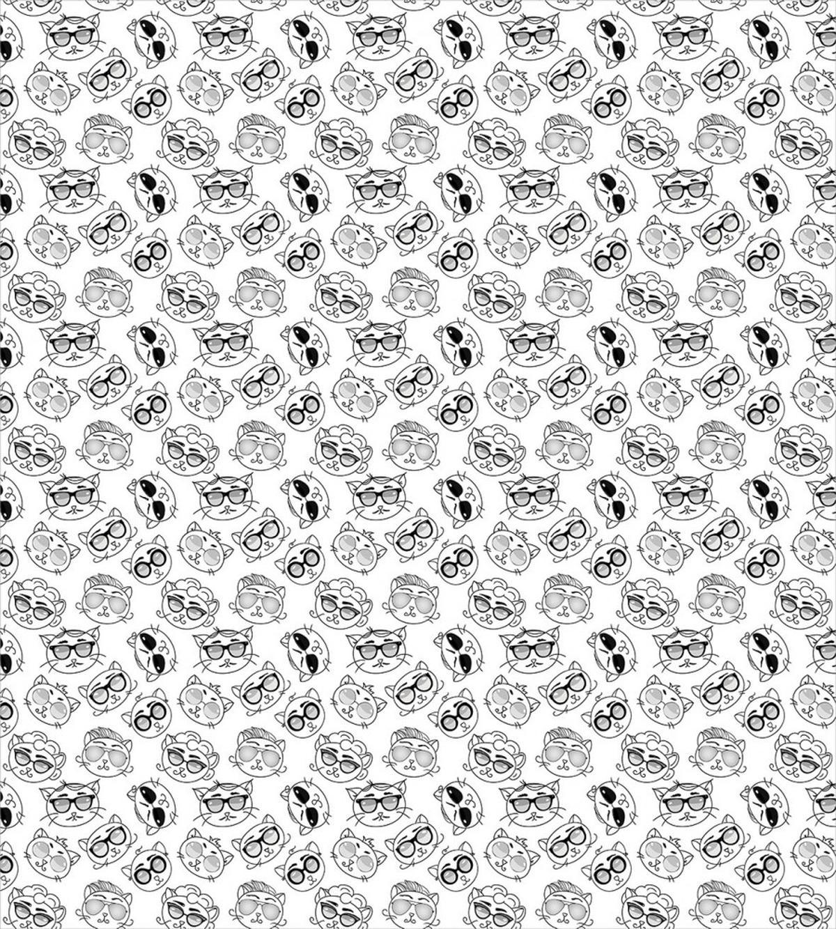 Cartoon Kittens with Glasses — Pattern