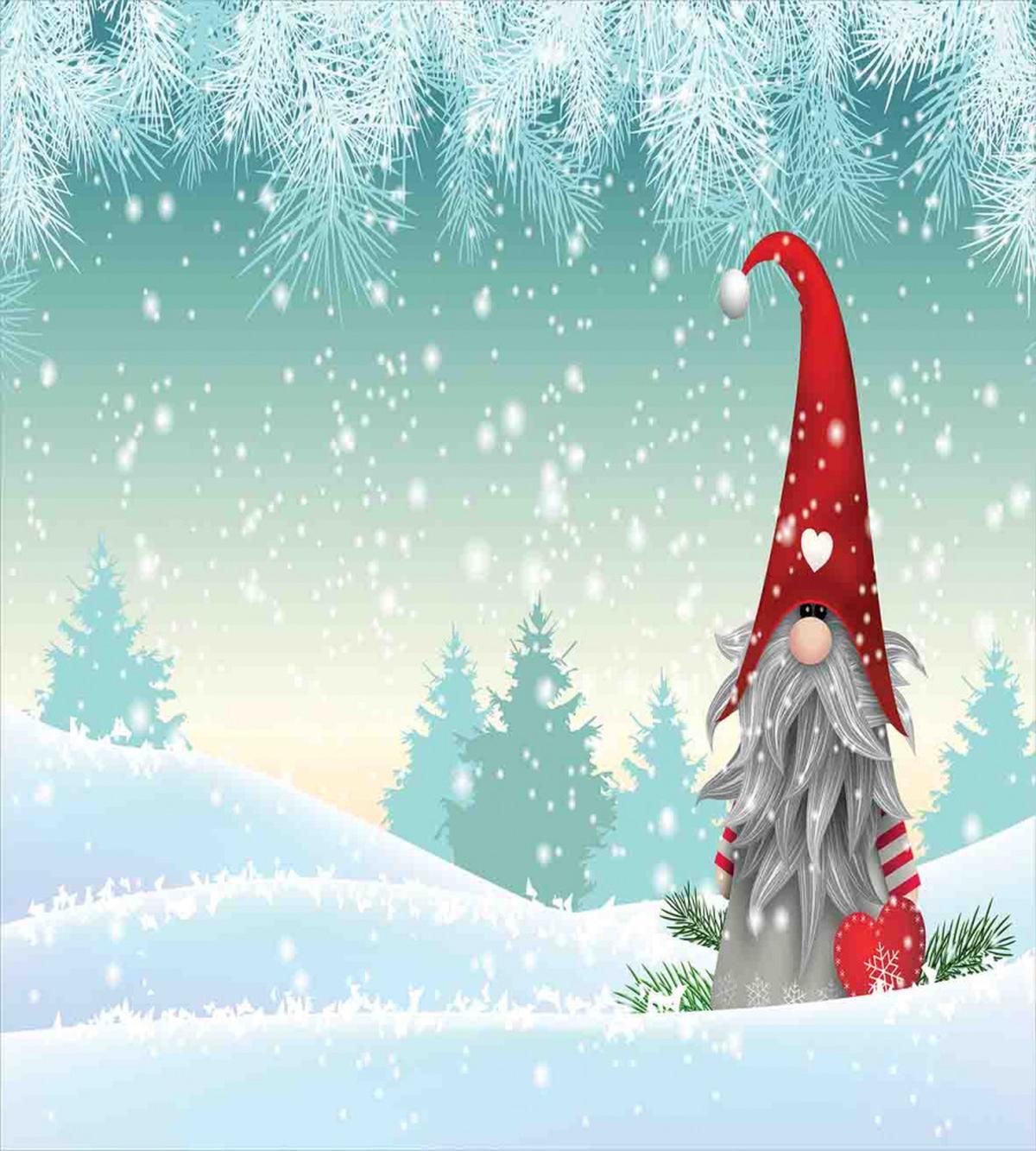 Elf Tomte Standing on Snow — Pattern