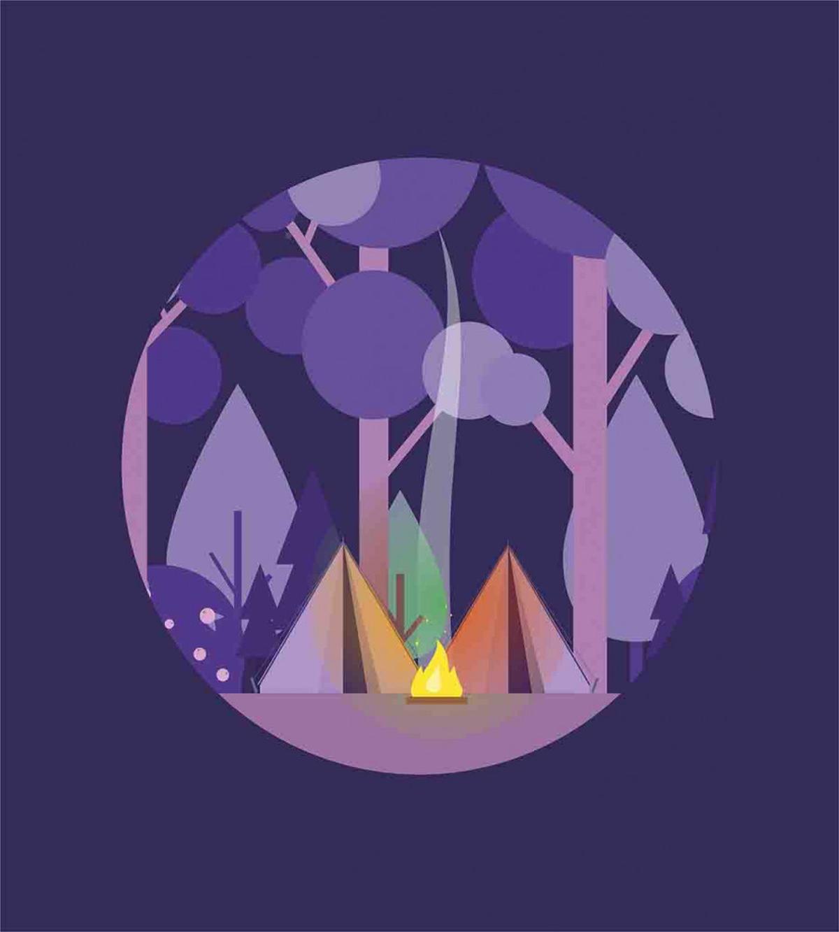 Forest Scenery with Tents — Pattern