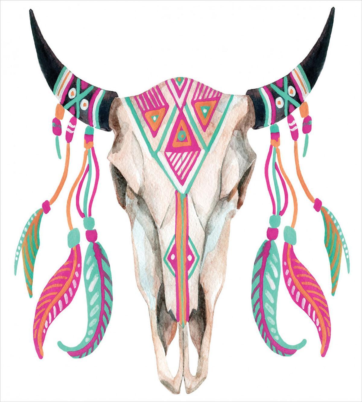 Bull Skull and Feathers — Pattern