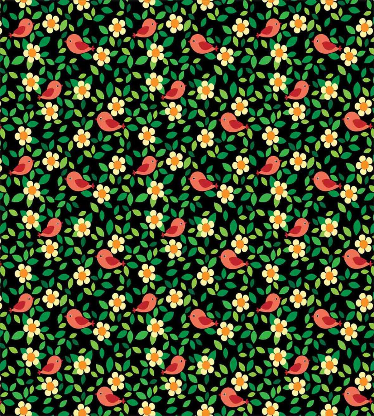 Petals Leaves and Tiny Birds — Pattern