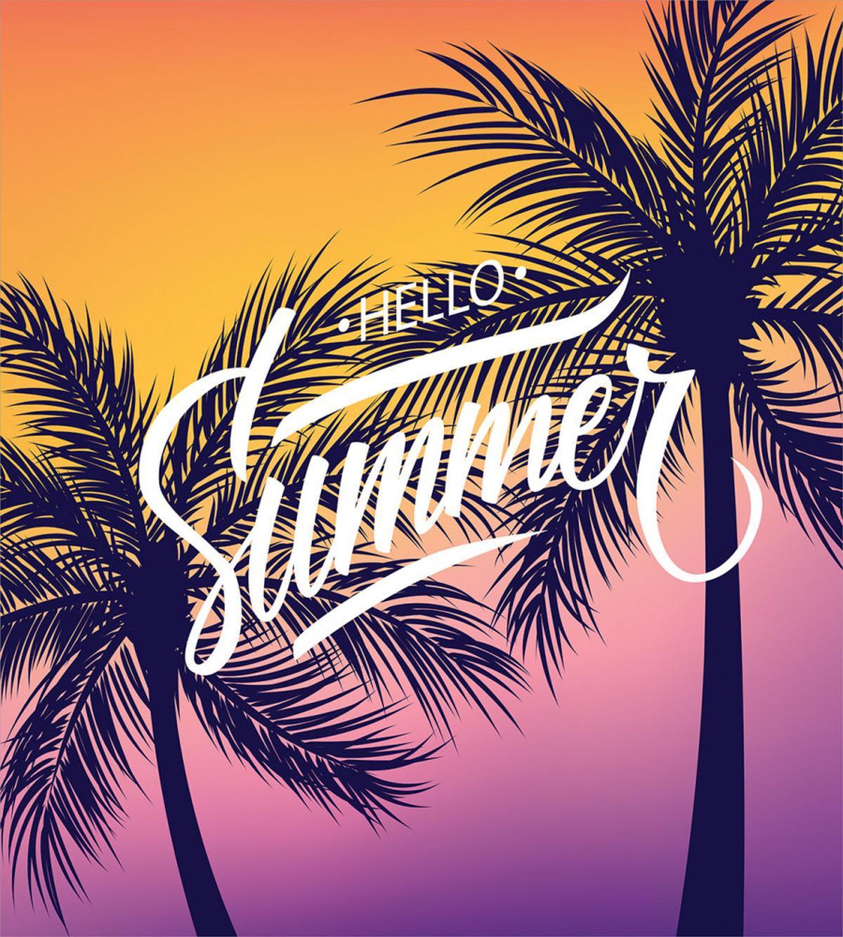 Palm Trees with Sun — Pattern