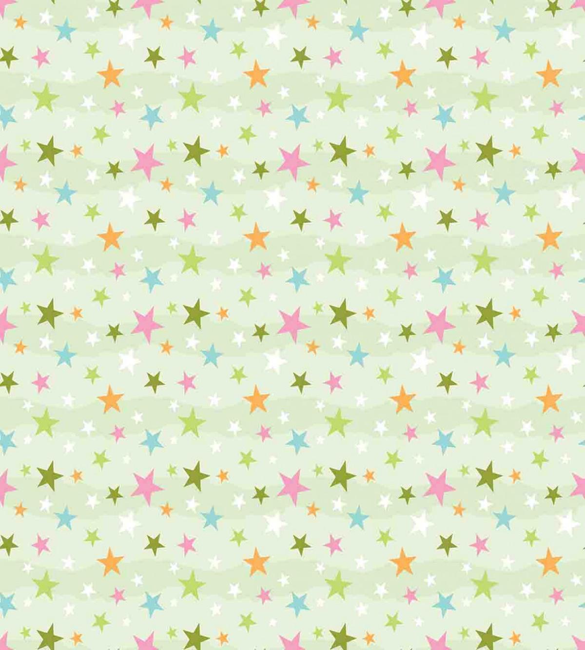 Colorful Stars on Pale Green — Pattern