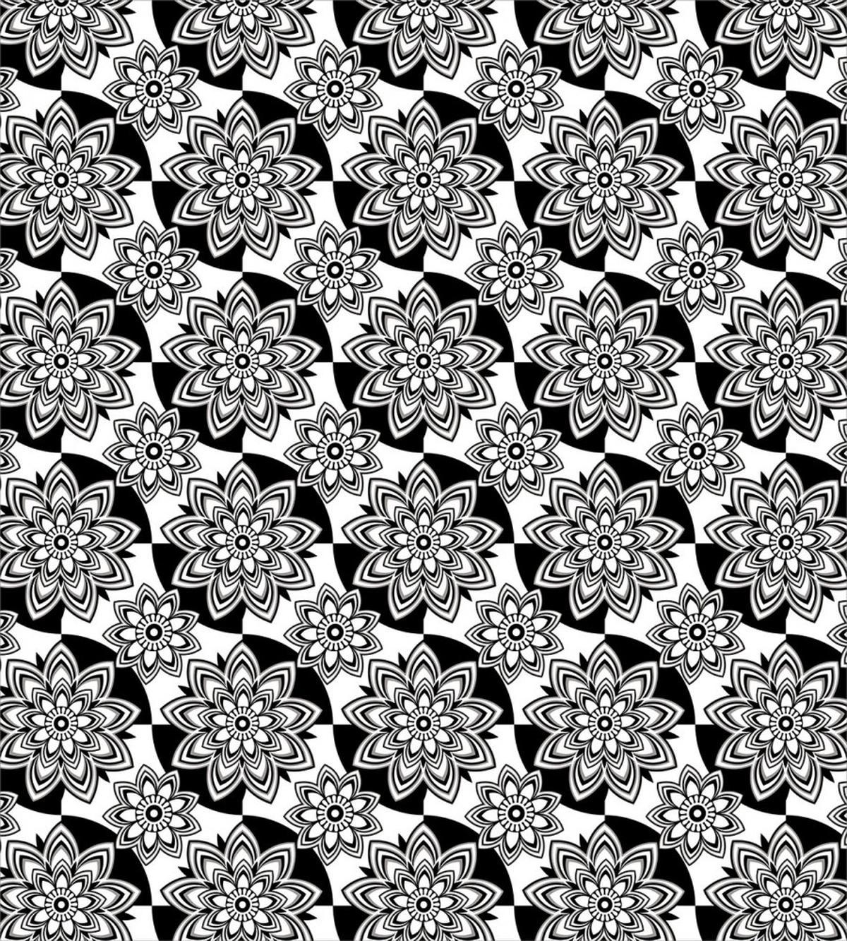 Monochrome Top View Flowers — Pattern