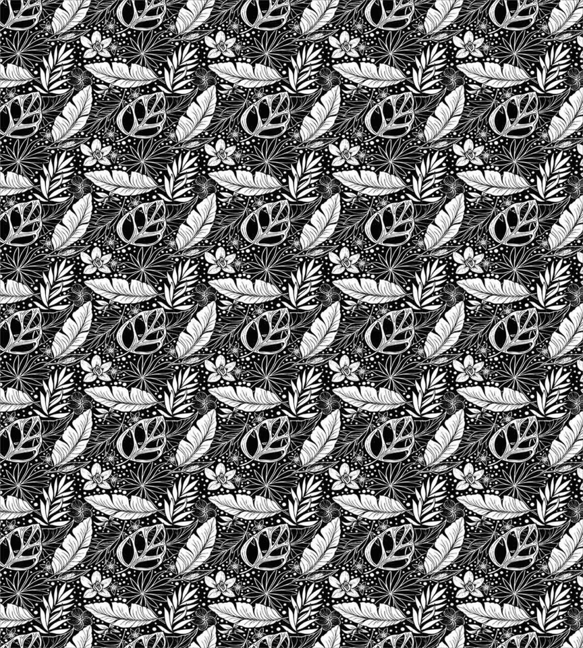 Monochrome Flowers and Dots — Pattern