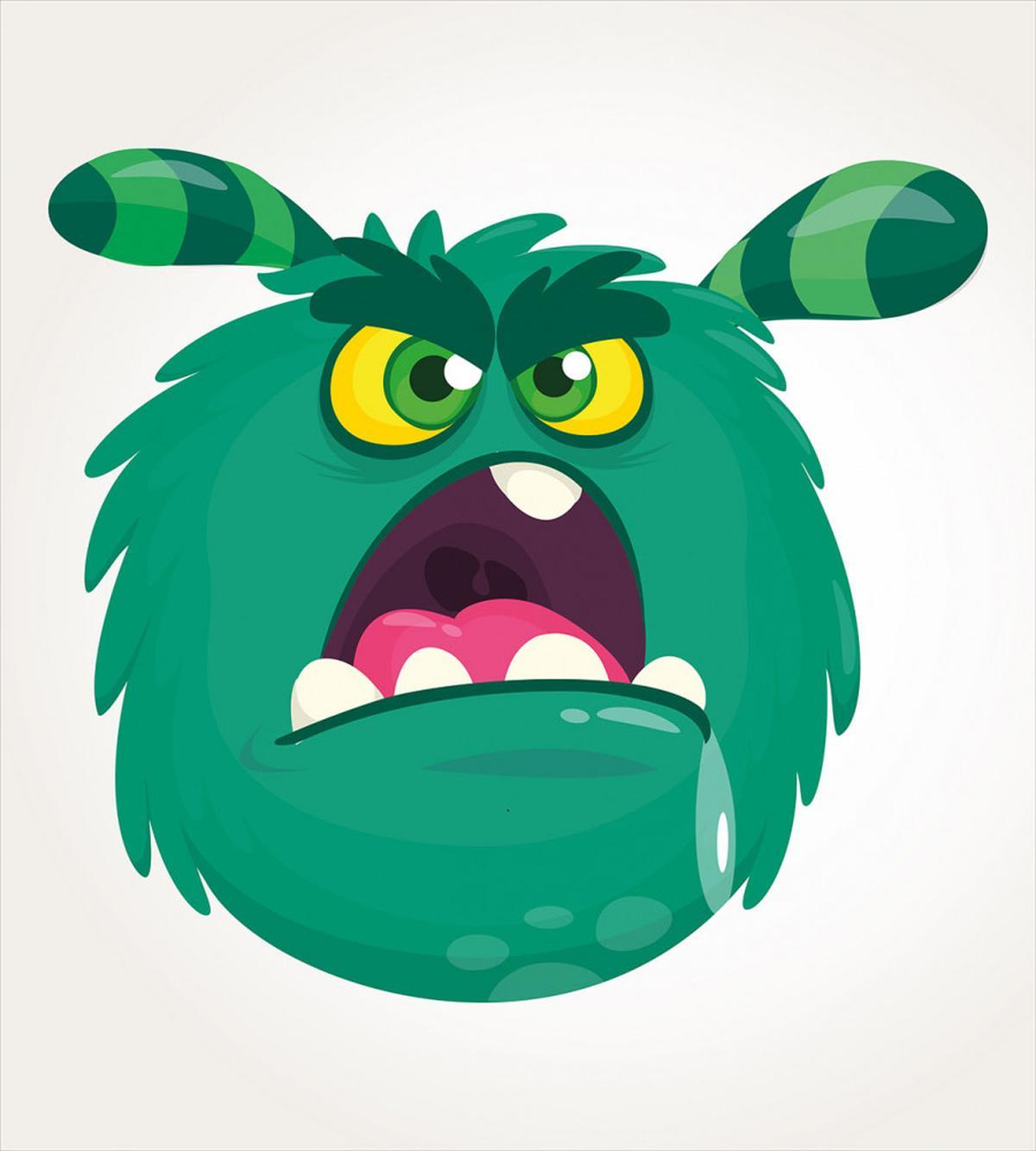 Fluffy Angry Monster Cartoon — Pattern