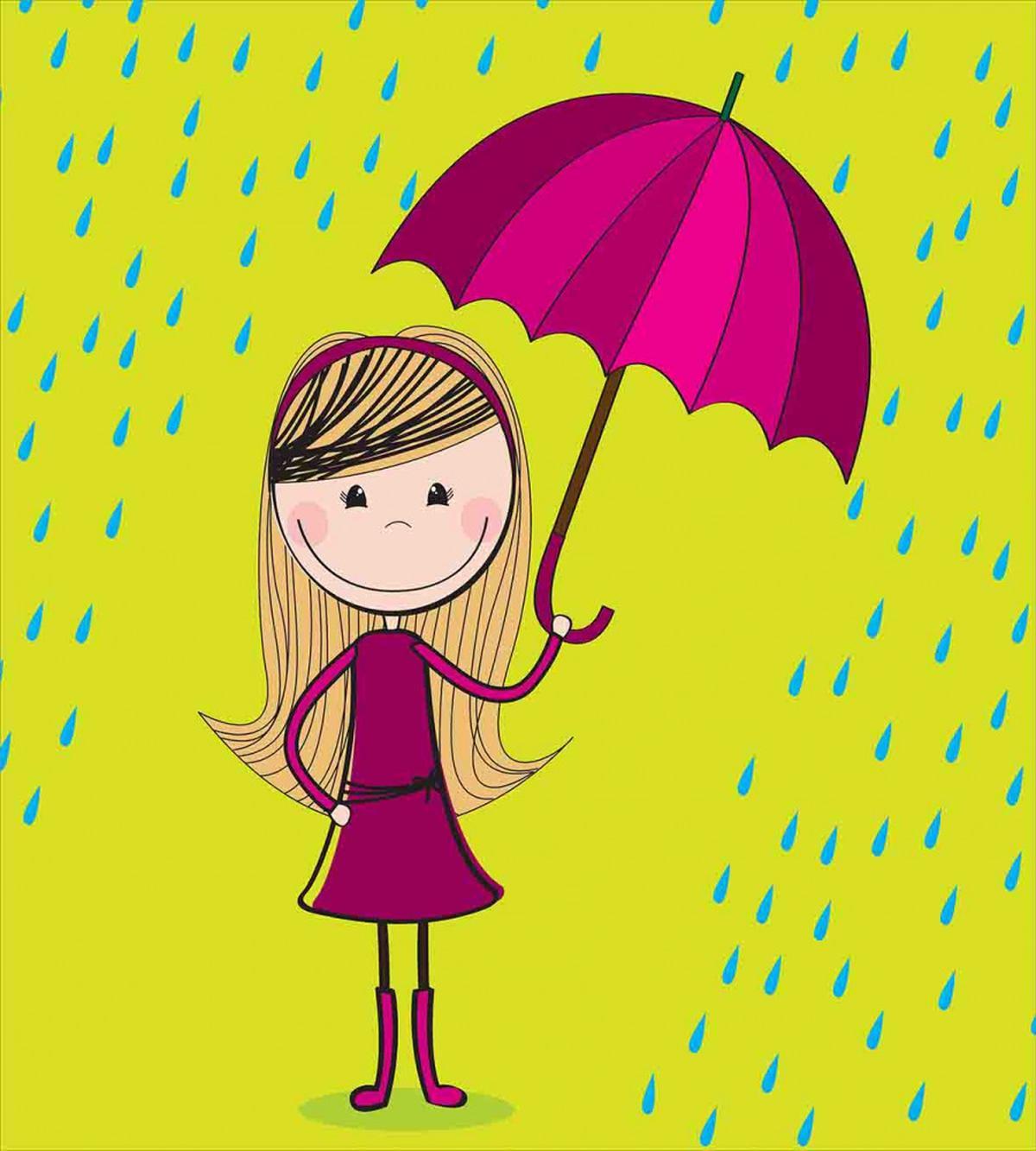 Little Girl Under Raindrop — Pattern