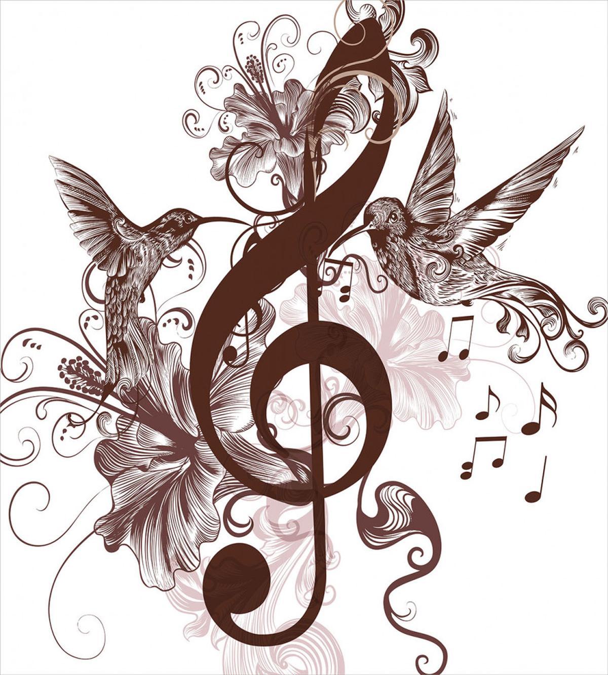 Floral Design with Birds — Pattern
