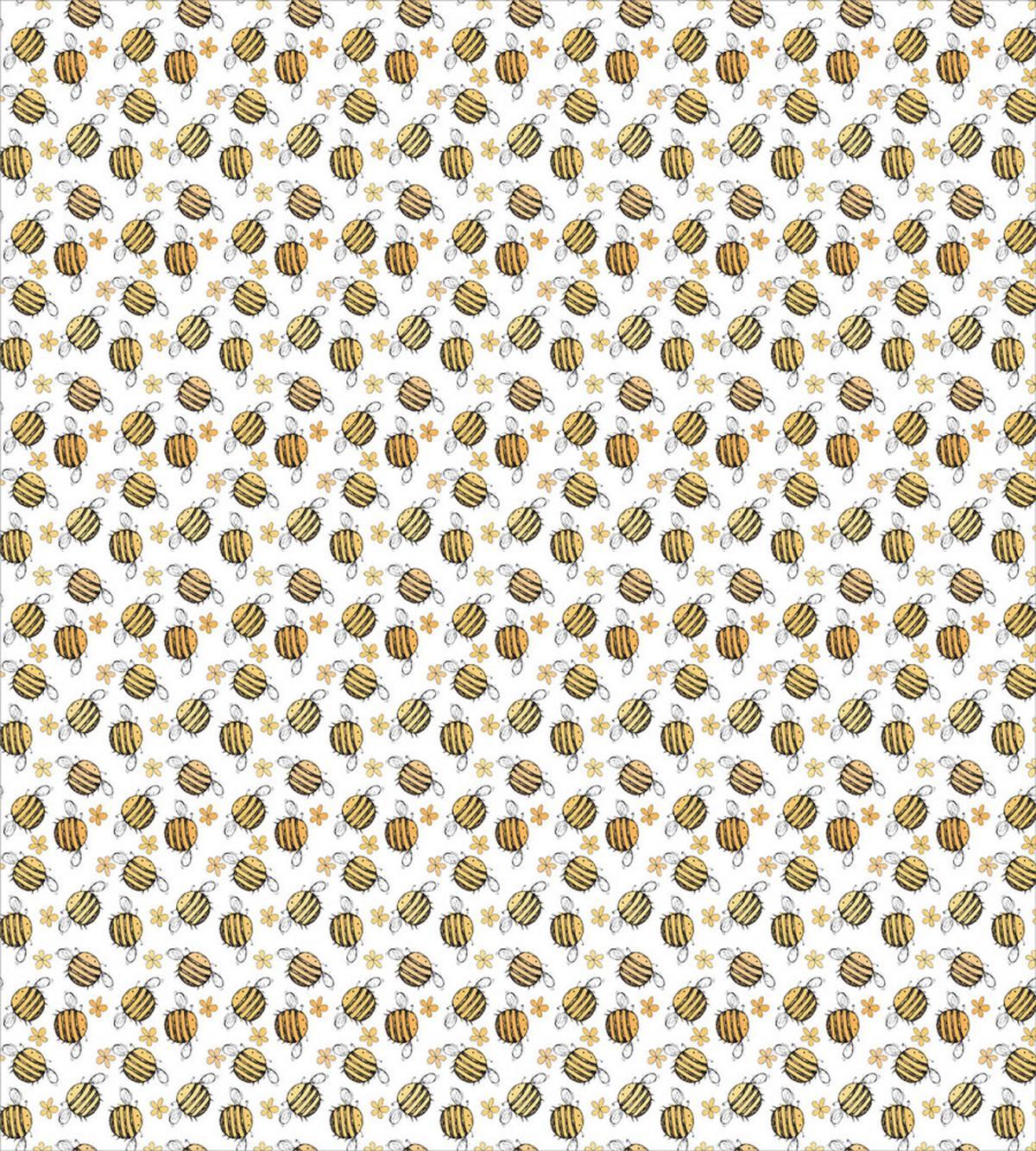 Hand Drawn Flowers Bees — Pattern