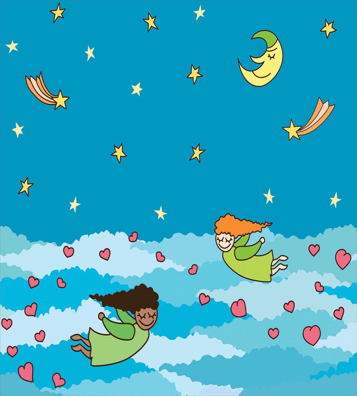 Love Star Night Cartoon — Pattern