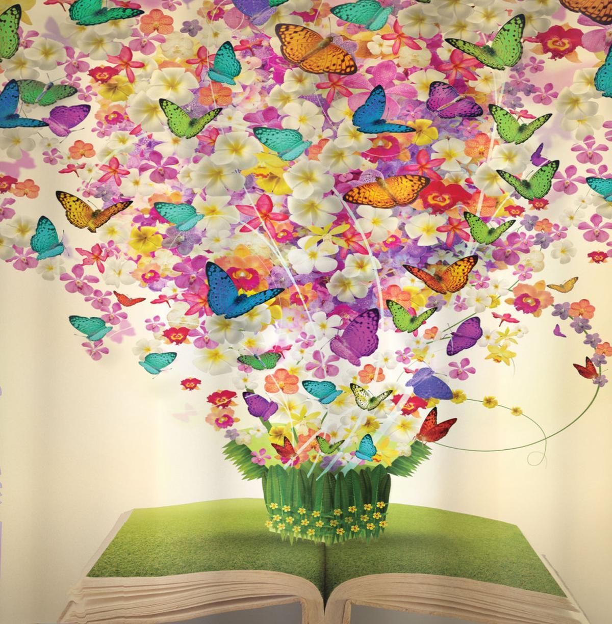 Colorful Moths in Book — Pattern