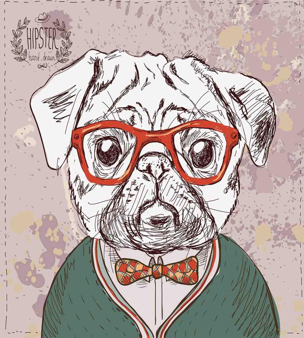 Vintage Hipster Pugs — Pattern