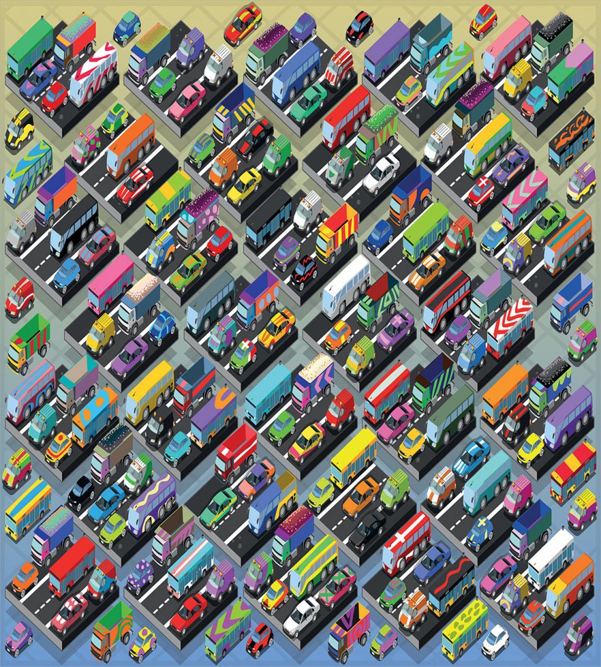Detailed Vibrant Car Park — Pattern