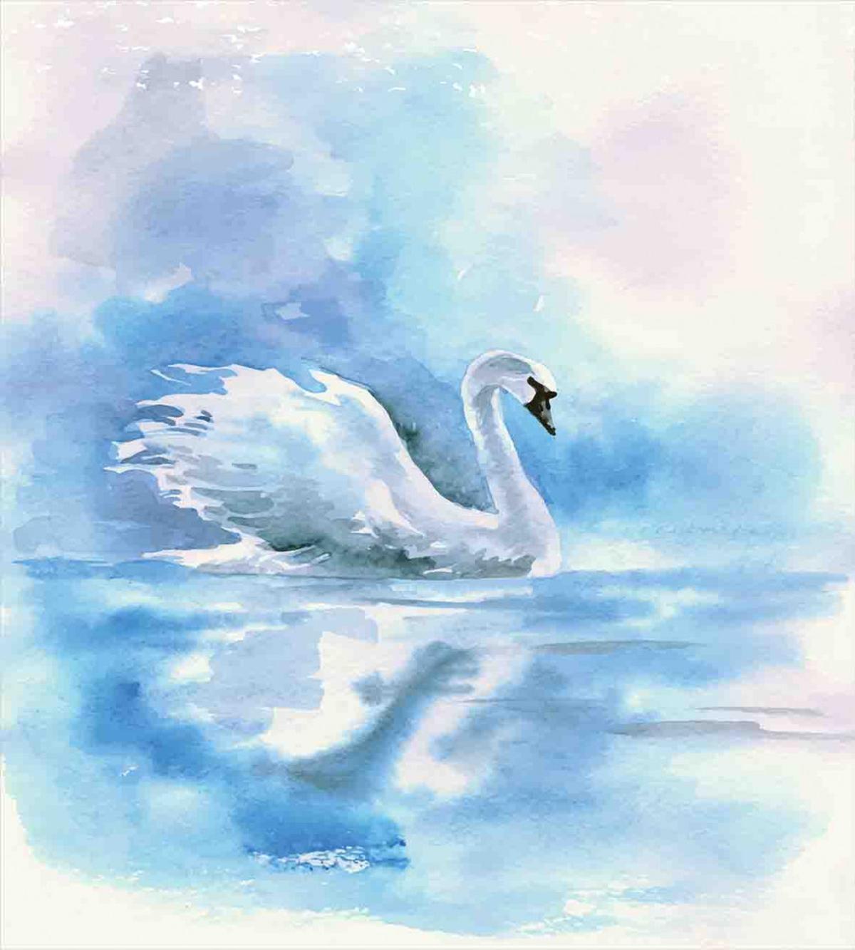Swan in Hazy River Art — Pattern